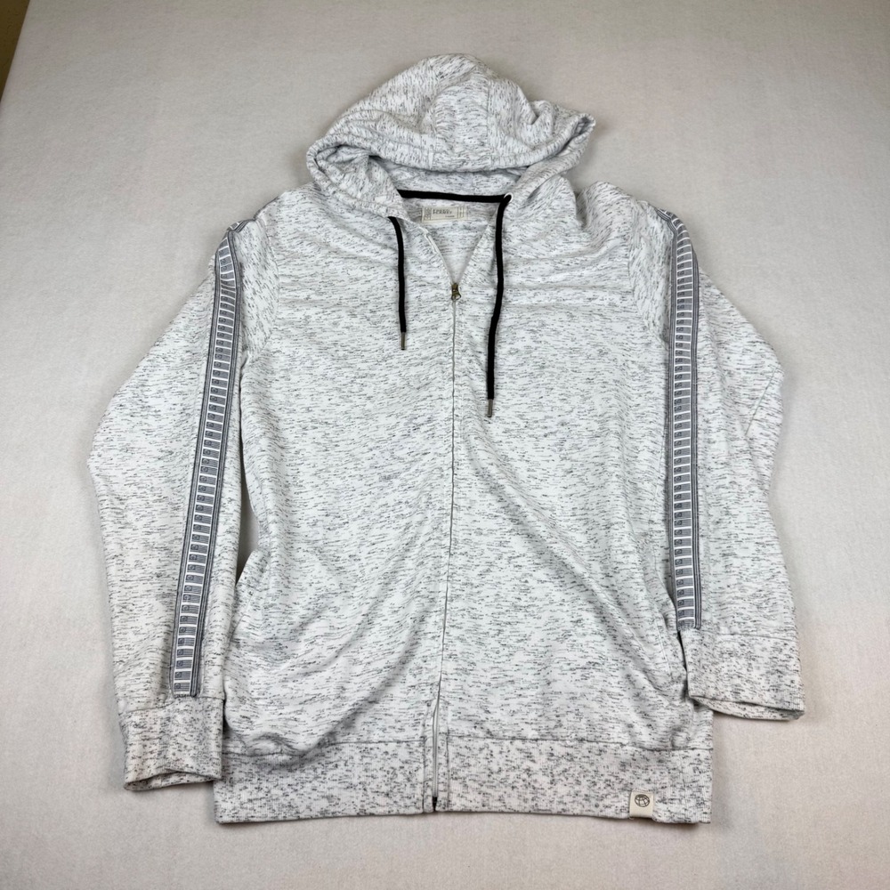 Free Planet Womens Space Dye Zip Up Hoodie Grey White Side Stripe Large